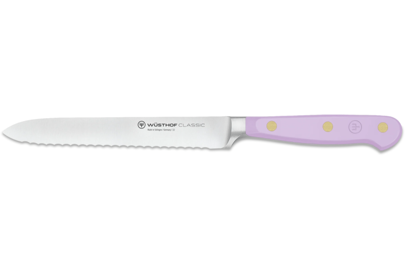 Cuchillo forjado para salchichas Wusthof Classic Color Púrpura Yam, hoja dentada 14cm