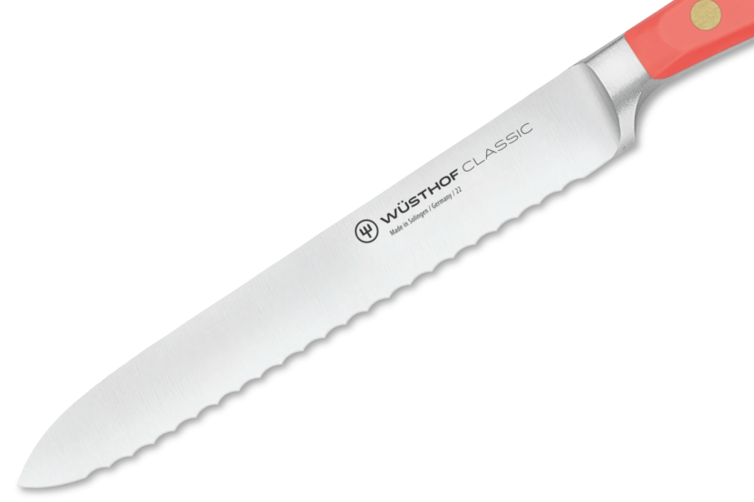 Wurstmesser Wusthof Classic Colour Coral Peach geschmiedet Wellenschliffklinge 14cm