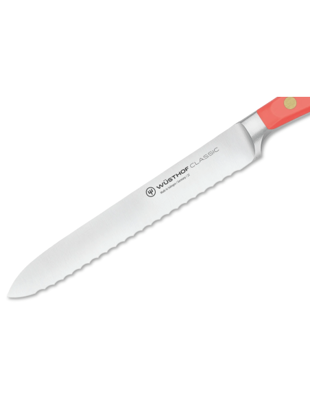 Wusthof Classic Colour Coral Peach gesmeed worstmes 14cm gekarteld lemmet