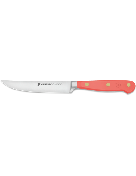 Wusthof Classic Colour Coral Peach taottu pihviveitsi 12cm terällä varustettuna