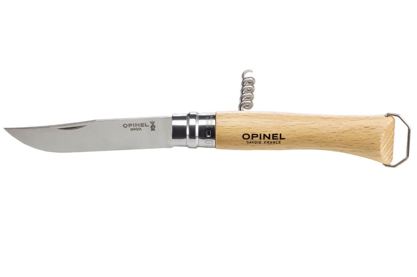 Opinel traditionel kniv n°10 blad 10cm roterende hylster + proptrækker + oplukker