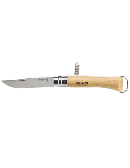 Opinel traditionel kniv n°10 blad 10cm roterende hylster + proptrækker + oplukker