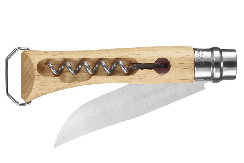 Opinel perinteinen veitsi n°10 terä 10cm pyörivä sulkukappale + korkkiruuvi + pullonavaaja
