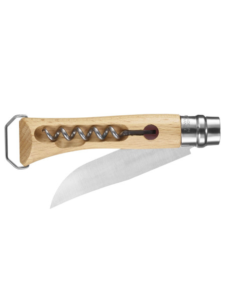 Coltello Opinel tradizionale n°10 lama 10cm ghiera girevole + cavatappi + apribottiglie