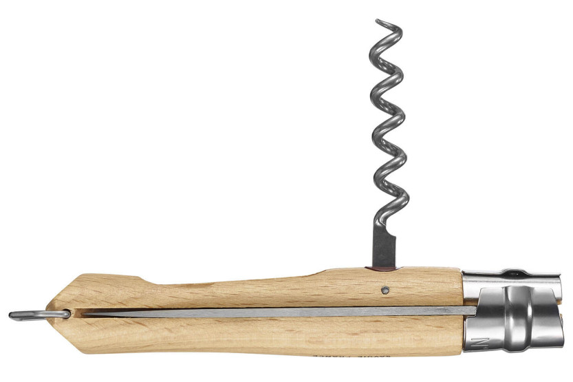 Opinel perinteinen veitsi n°10 terä 10cm pyörivä sulkukappale + korkkiruuvi + pullonavaaja