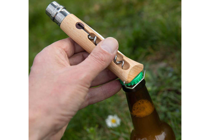 Coltello Opinel tradizionale n°10 lama 10cm ghiera girevole + cavatappi + apribottiglie