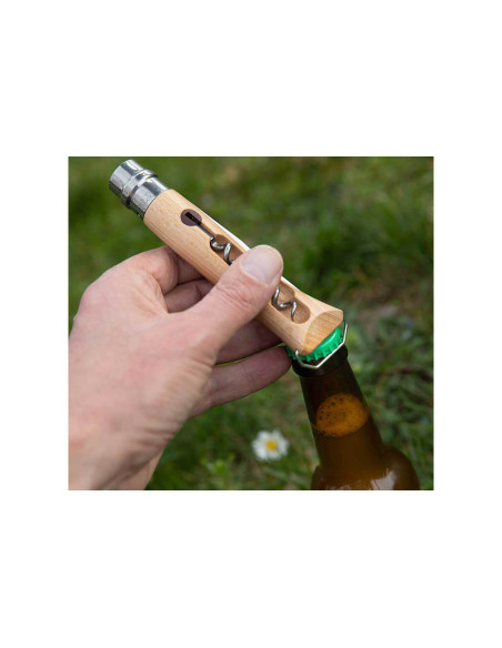 Opinel traditioneel mes n°10 lemmet 10cm draaibare huls + kurkentrekker + flesopener