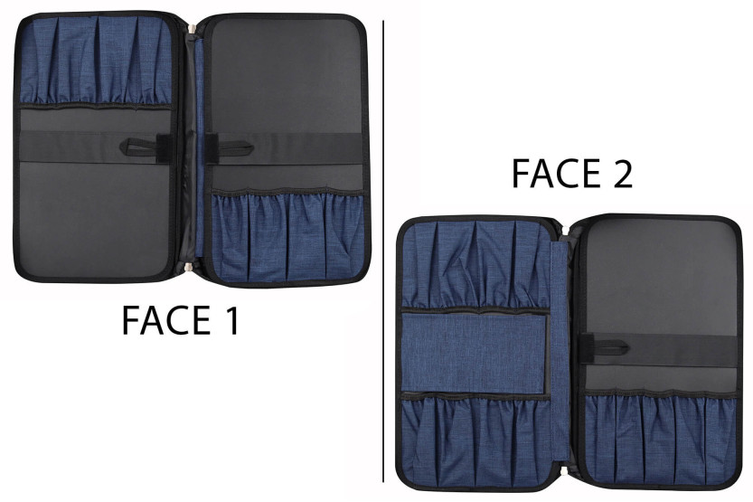 Empty blue Wusaki case for 21 knives and utensils + 1 large storage pocket