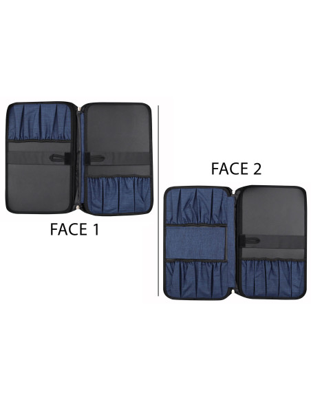 Estuche Wusaki azul vacío para 21 cuchillos y utensilios + 1 bolsillo grande de almacenamiento