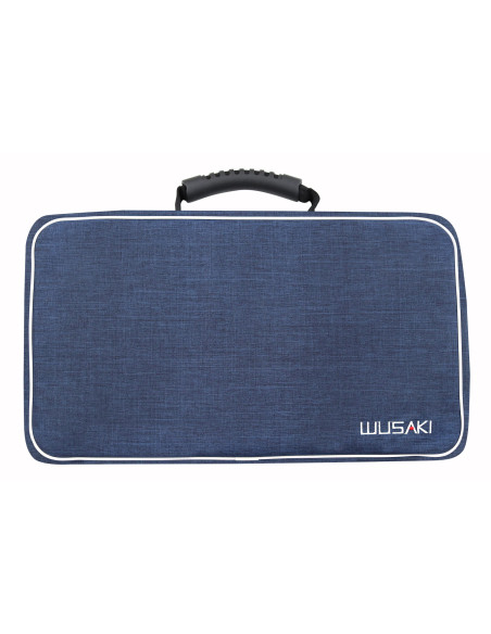 Mala Wusaki azul vazia para 21 facas e utensílios + 1 bolso grande para arrumação
