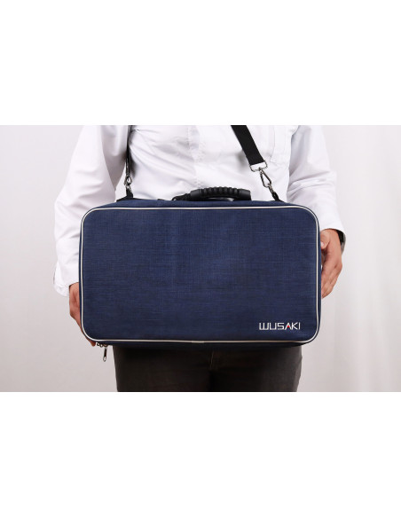 Valigetta Wusaki blu vuota per 21 coltelli e utensili + 1 grande tasca portaoggetti