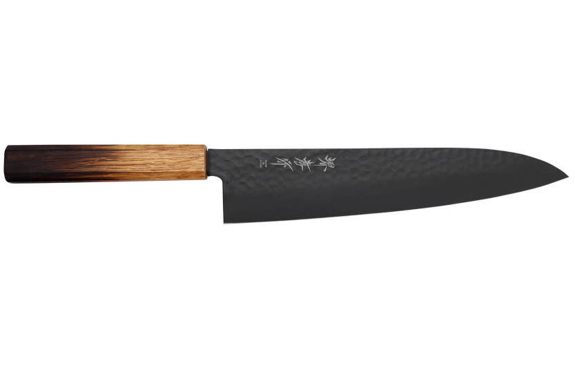 Coltello da chef giapponese Sakai Takayuki Kurokage 24 cm con manico in rovere bruciato