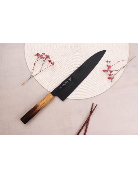 Sakai Takayuki Kurokage Cuchillo de cocinero japonés de 24 cm con mango de roble quemado