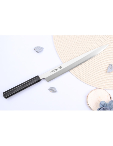 Sakai Takayuki Nanairo Faca japonesa Faca yanagiba de 24 cm Cabo em resina lacada a ABS