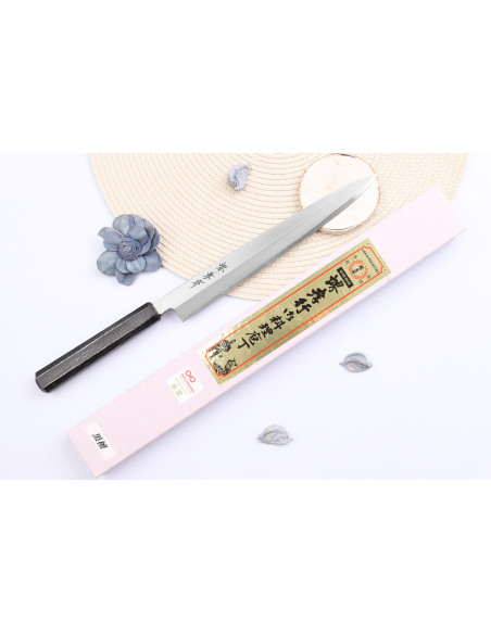 Sakai Takayuki Nanairo 24cm Japanese Yanagiba knife ABS lacquered resin handle