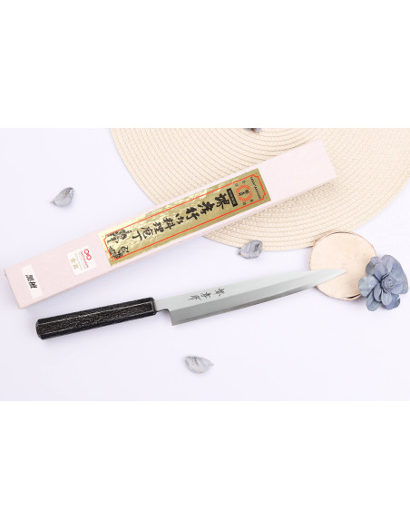 Sakai Takayuki Nanairo Faca japonesa Faca yanagiba de 21 cm Cabo em resina lacada a ABS