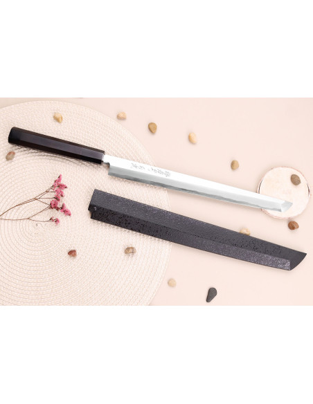 Sakai Takayuki Byakko 27cm sakimaru takohiki faca artesanal japonesa cabo em ébano + bainha
