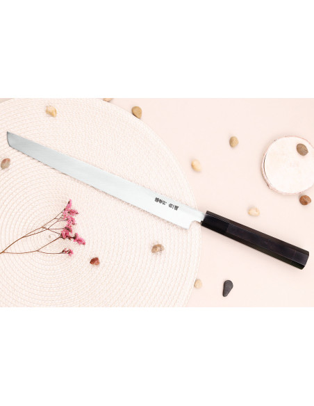 Sakai Takayuki Byakko 27cm sakimaru takohiki coltello giapponese artigianale manico in ebano + fodero