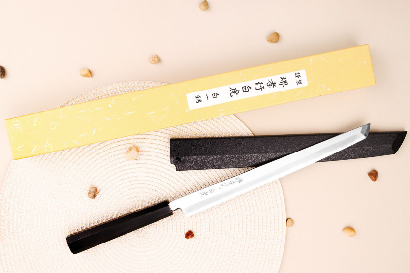 Sakai Takayuki Byakko 27 cm japansk sakimaru takohiki-kniv i ibenholt + slire