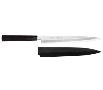 Sakai Takayuki Byakko 24 cm Coltello yanagiba giapponese Coltello yanagiba fatto a mano manico in ebano + fodero