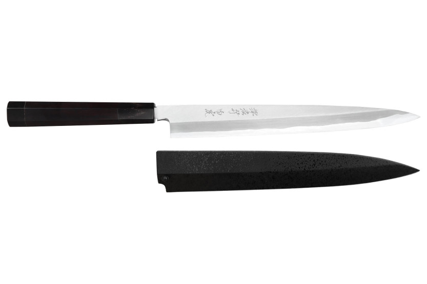 Sakai Takayuki Byakko 24cm handmade Japanese Yanagiba knife ebony handle + sheath