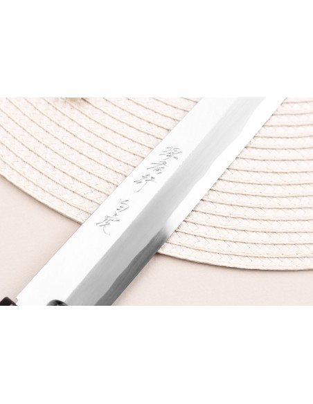 Sakai Takayuki Byakko 24 cm Coltello yanagiba giapponese Coltello yanagiba fatto a mano manico in ebano + fodero