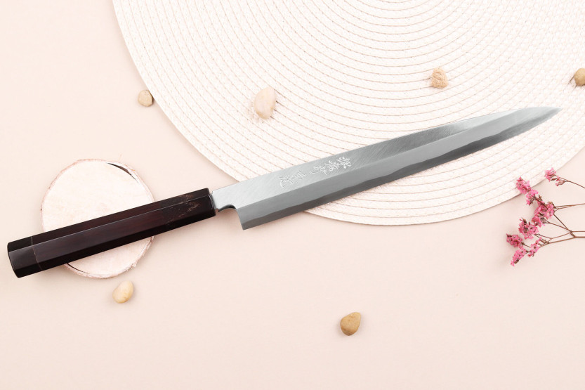 Sakai Takayuki Byakko 24cm handmade Japanese Yanagiba knife ebony handle + sheath