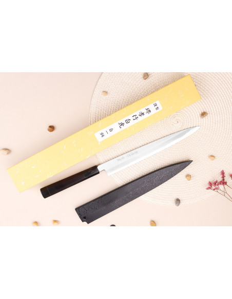 Sakai Takayuki Byakko 24cm handmade Japanese Yanagiba knife ebony handle + sheath