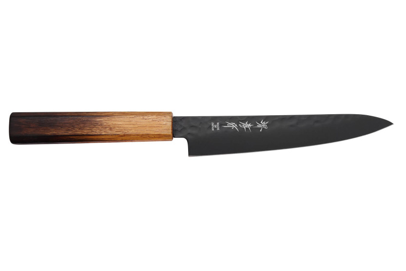 cuchillo universal japonés Sakai Takayuki Kurokage 15cm Mango de roble quemado