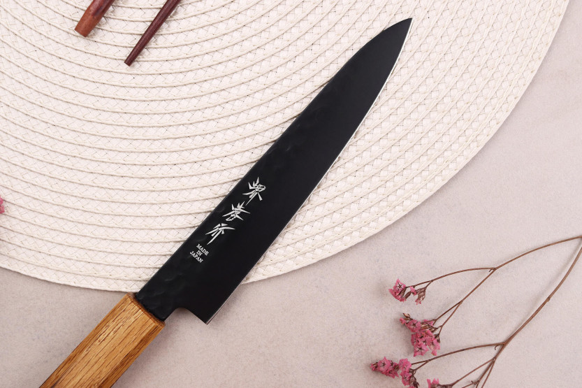 Faca universal japonesa Sakai Takayuki Kurokage 15cm Cabo em carvalho queimado
