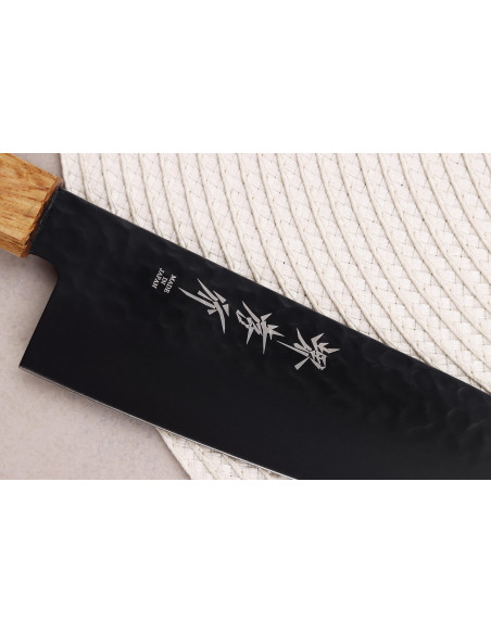 Japanisches santokumesser 17cm Sakai Takayuki Kurokage Griff aus gebrannter Eiche