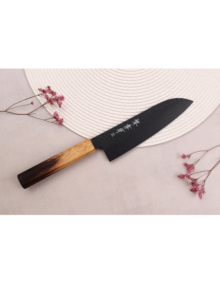 Sakai Takayuki Kurokage 17cm Japanese santoku knife Burnt oak handle