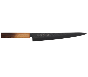 Cuchillo japonés sujihiki Sakai Takayuki Kurokage VG10 24cm con mango de roble quemado