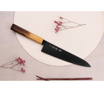 Cuchillo de cocinero japonés Sakai Takayuki Kurokage VG10 21cm con mango de roble quemado 2