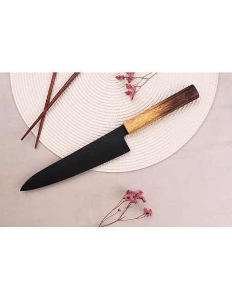 Sakai Takayuki Kurokage VG10 21cm Japanese chef ' s knife with burnt oak handle