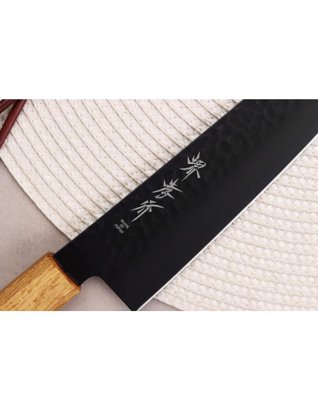 Faca de chef japonesa Sakai Takayuki Kurokage VG10 21cm com cabo em carvalho queimado