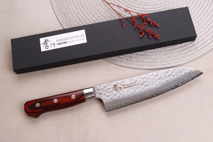 Sakai Takayuki Damaskus Western 33-lags 18 cm japansk santokukniv