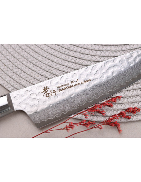 Sakai Takayuki Damaskus Western 33-lags 16 cm santokukniv kiritsuke japansk santokukniv