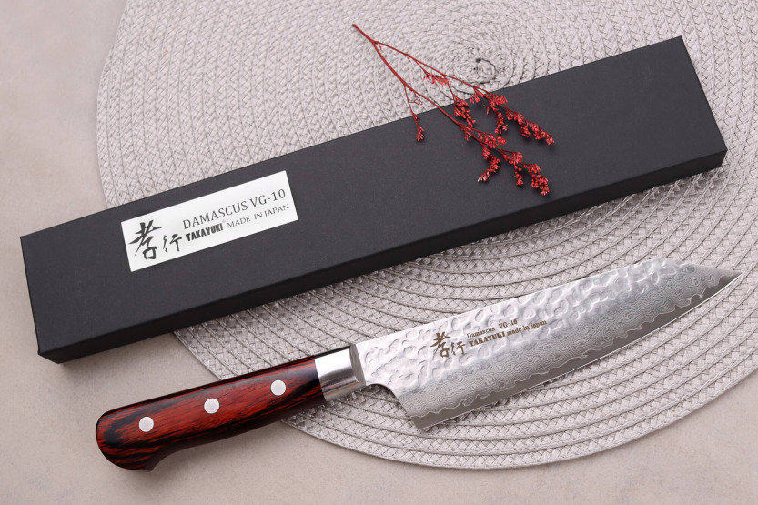 Sakai Takayuki Damaskus Western 33-lager 16cm santokukniv kiritsuke japansk santokukniv