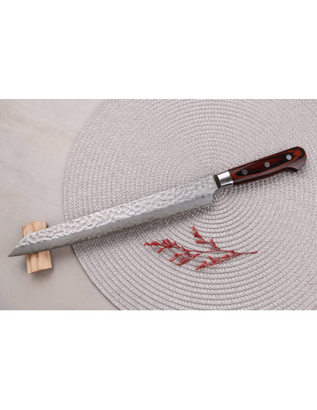 Cuchillo japonés kiritsuke yanagiba 27cm Sakai Takayuki Damascus Western 33-ply