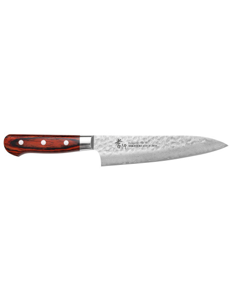 Faca de cozinha japonesa Sakai Takayuki Damascus Western de 18 cm com 33 camadas e cabo em mogno