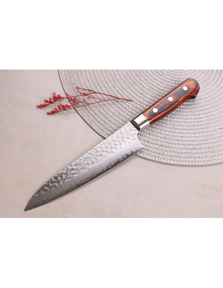 Coltello da chef giapponese Sakai Takayuki Damascus Western a 33 strati da 18 cm