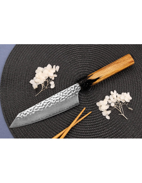 Cuchillo santoku kiritsuke 16cm japonés Sakai Takayuki Kashi Urushi VG10 damas