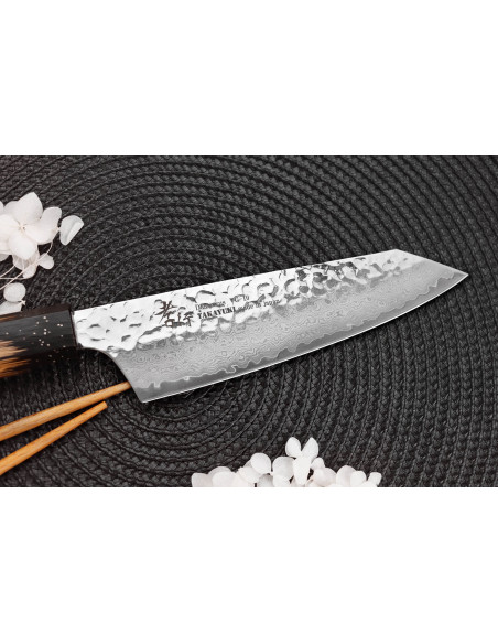 coltello santoku kiritsuke 16cm giapponese Sakai Takayuki Kashi Urushi VG10 damas