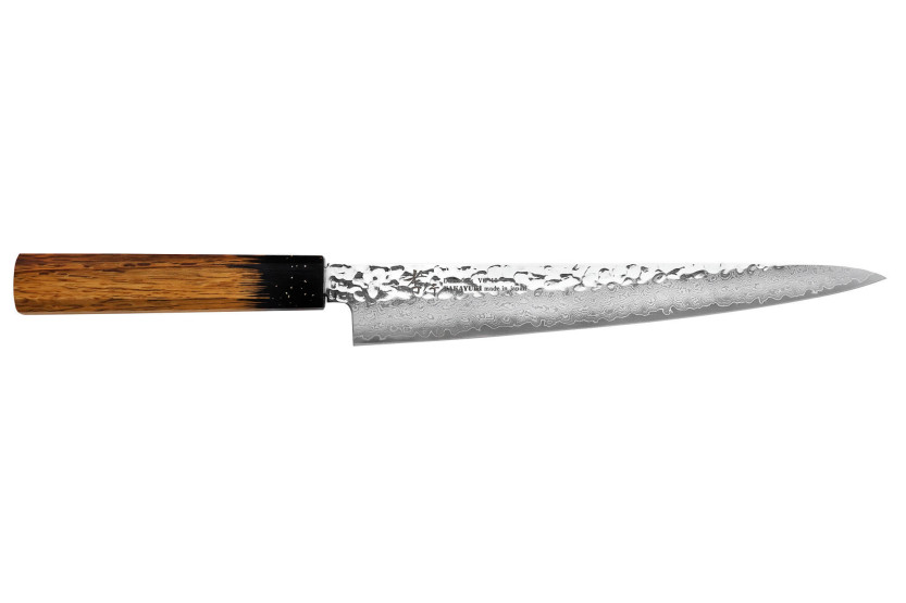 Couteau sujihiki 24cm japanais Sakai Takayuki Kashi Urushi VG10 damas