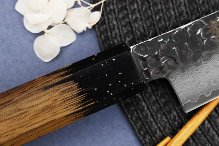 Couteau sujihiki 24cm japanais Sakai Takayuki Kashi Urushi VG10 damas