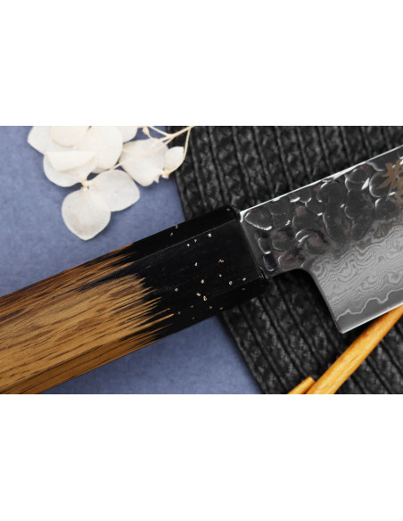 Couteau sujihiki 24cm japonais Sakai Takayuki Kashi Urushi VG10 damas