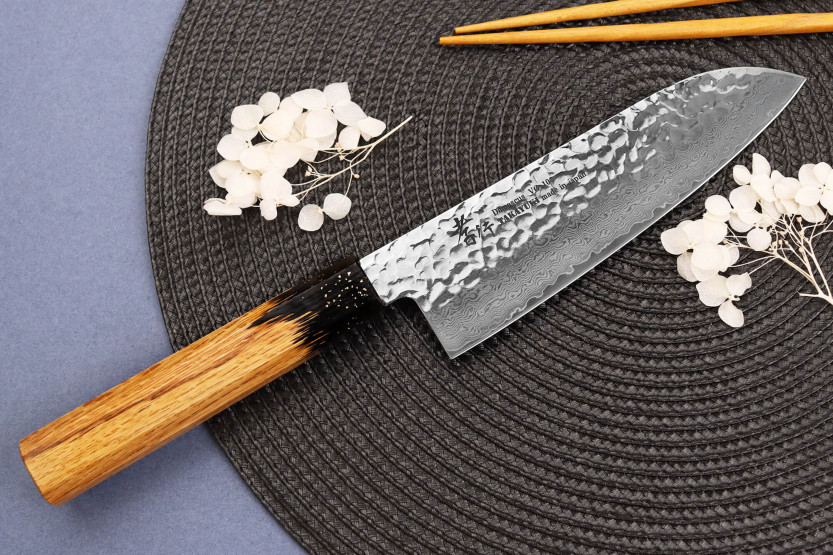 santoku knife 17cm japonais Sakai Takayuki Kashi Urushi VG10 damas