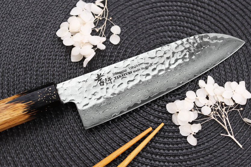Santoku veitsi 17cm japonais Sakai Takayuki Kashi Urushi VG10 damas Sakai Takayuki Kashi Urushi VG10 damas