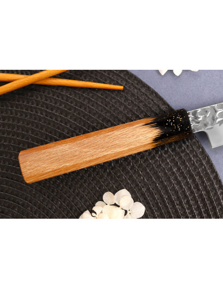 Faca utilitária japonesa 15cm Sakai Takayuki Kashi Urushi VG10 Damasco
